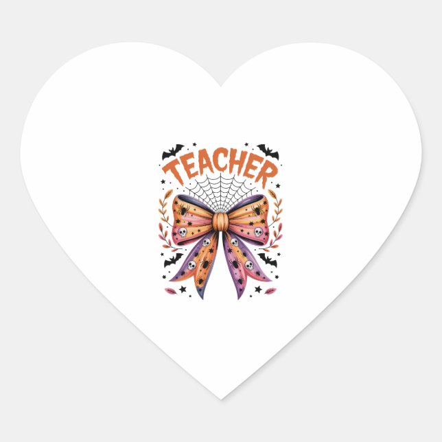 Teacher Spooky Halloween Heart Sticker (Front)