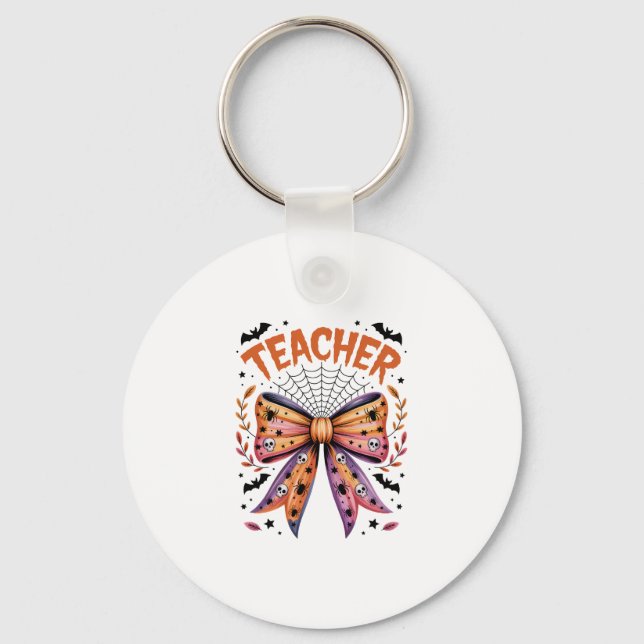 Teacher Spooky Halloween Key Ring (Front)