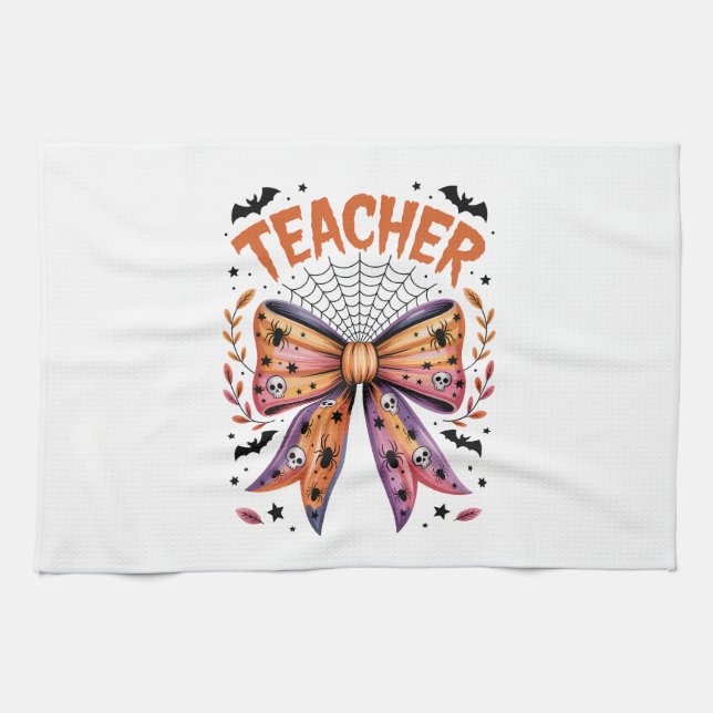 Teacher Spooky Halloween Tea Towel (Horizontal)