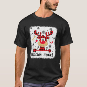Teacher Squad Cute Red Plaid Reindeer Snow Lover C T-Shirt