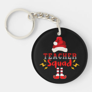 Teacher Squad Funny Santa Christmas Key Ring