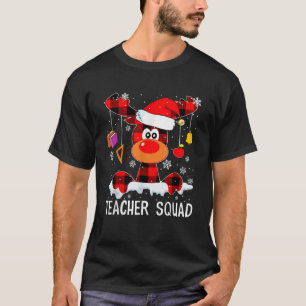 Teacher Squad Reindeer Funny Teacher Christmas Pla T-Shirt