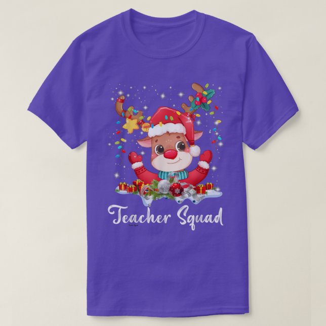 Teacher Squad Reindeer Funny Teacher Christmas Xma T-Shirt (Design Front)