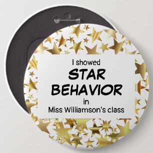 Teacher STAR BEHAVIOR Pupil Award 6 Cm Round Badge