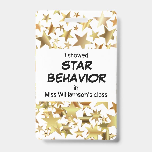 Teacher STAR BEHAVIOR Pupil Award ID Badge (Front)