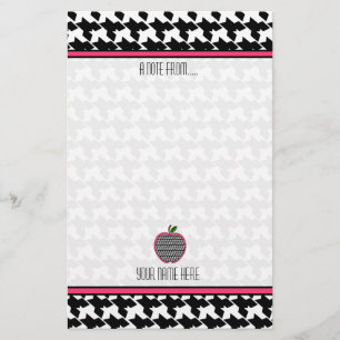 Teacher Stationery - Houndstooth Apple