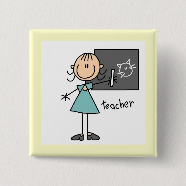 Teacher Stick Figure 15 Cm Square Badge (Front)