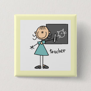Teacher Stick Figure 15 Cm Square Badge