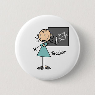 Teacher Stick Figure 6 Cm Round Badge