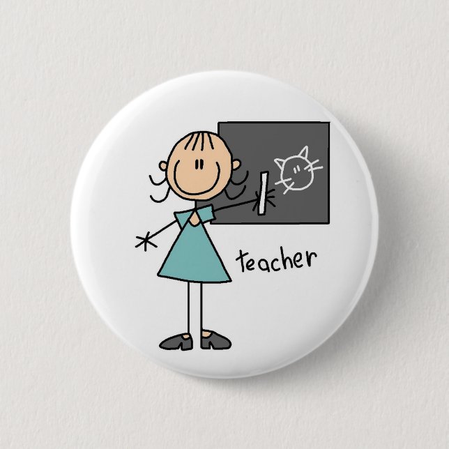 Teacher Stick Figure Button (Front)