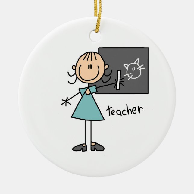 Teacher Stick Figure Ceramic Tree Decoration (Front)