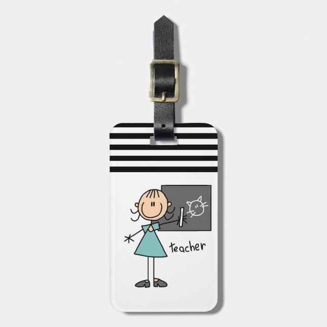 Teacher Stick Figure Luggage Tag (Front Vertical)