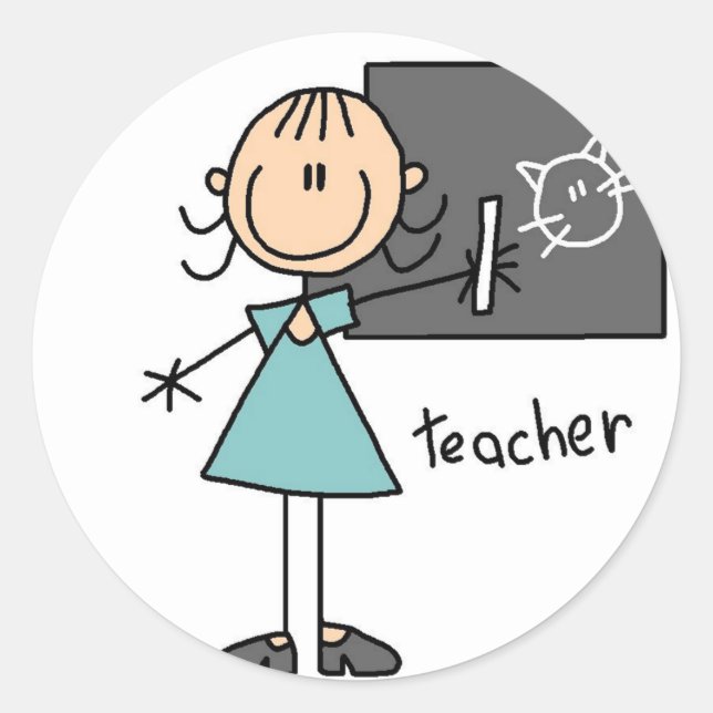 Teacher Stick Figure Sticker (Front)