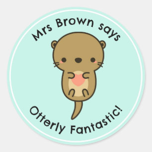 Teacher Stickers Personalized Funny Otter Reward