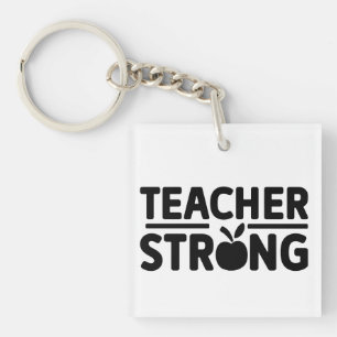 Teacher Strong Wordart Key Ring