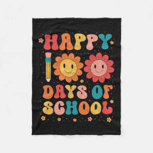 Teacher Student 100th Day Of School Happy 100 Days Fleece Blanket