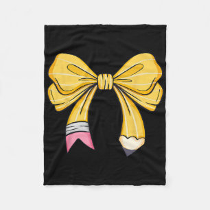 Teacher Student Coquette Bow Pencil First Day Back Fleece Blanket