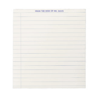 Teacher Student Notepad Lined Paper A Note From