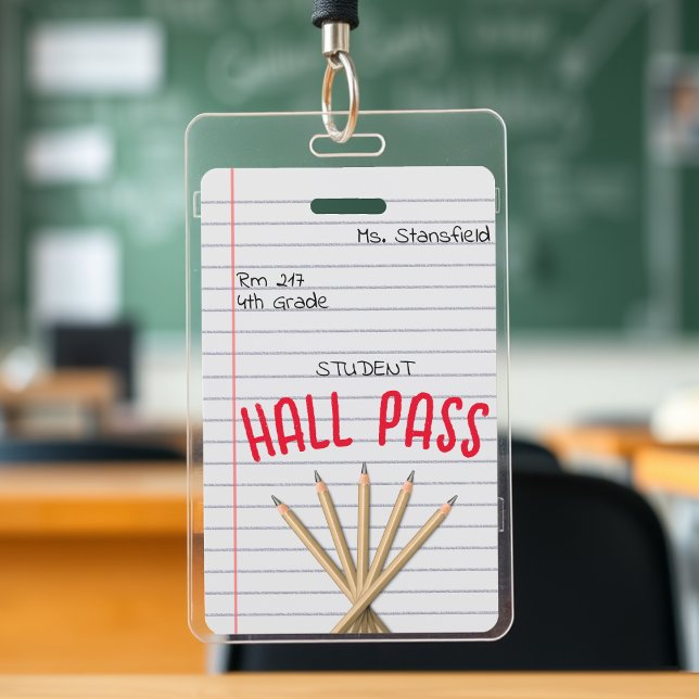 Teacher Student Paper Classroom Bathroom Hall Pass ID Badge (Teacher Student Paper Classroom Bathroom Hall Pass Badge
)