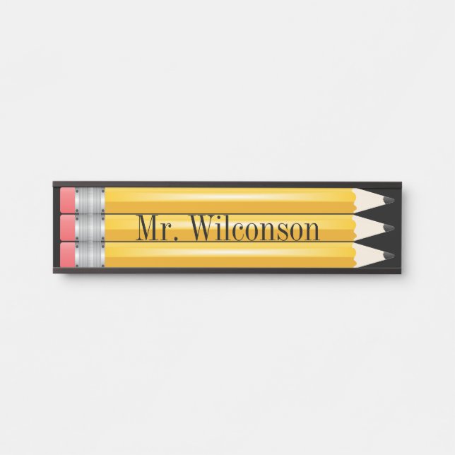 Teacher Student Pencils Nameplate Wall Desk Sign (Front)