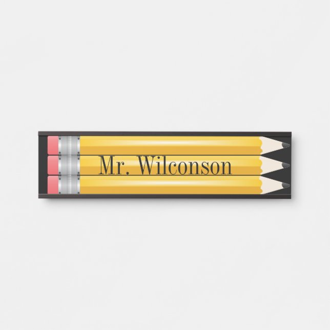 Teacher Student Pencils Nameplate Wall Desk Sign (Front)
