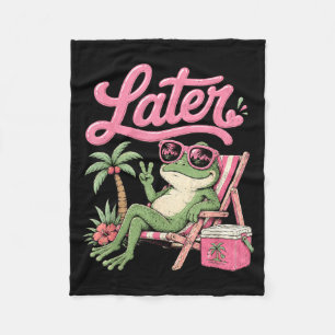 Teacher Summer Frog See Later Last Day Of School Fleece Blanket