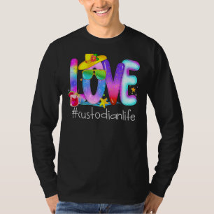 Teacher Summer Love Beach Summer Custodian Life T-Shirt