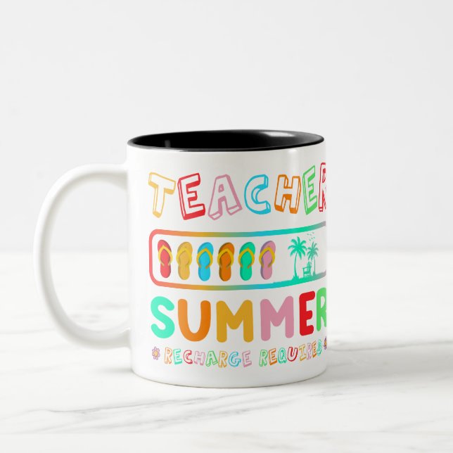 Teacher Summer Recharge Required Beach Mug (Left)