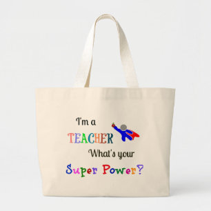 Teacher Superhero Large Tote Bag