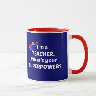 Teacher Superhero - White Text Mug