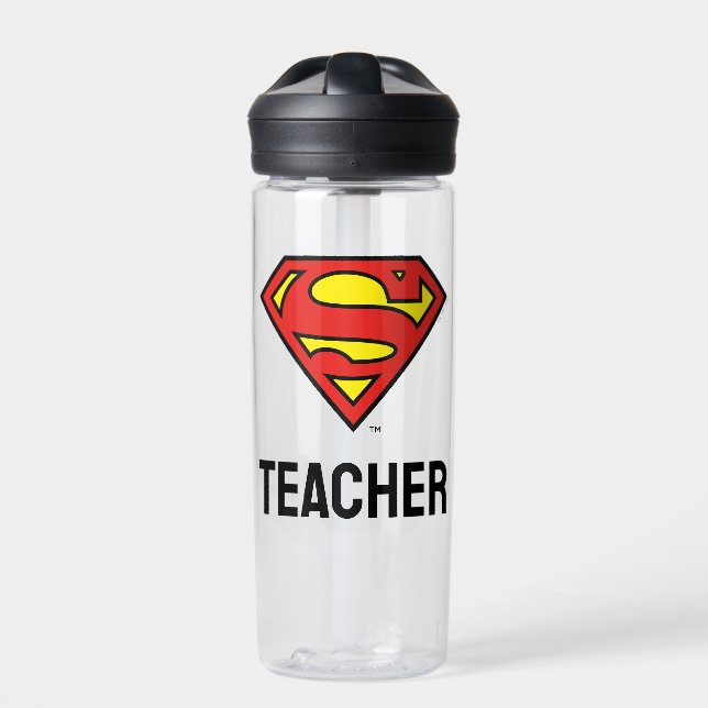 Teacher Superman S-Shield | Superman Logo Water Bottle (Front)