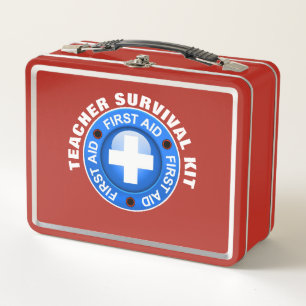 Teacher Survival Kit - See Back ... Metal Lunch Box