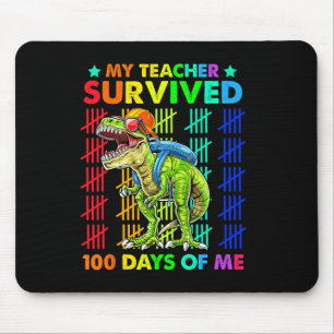 Teacher Survived 100 Days Of Me Dinosaur T-rex Boy Mouse Mat