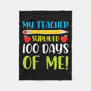Teacher Survived 100 Days Of Me Fun 100 Days Of Sc Fleece Blanket