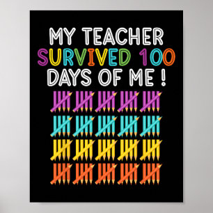 Teacher Survived 100 Days Of Me Fun School Teacher Poster