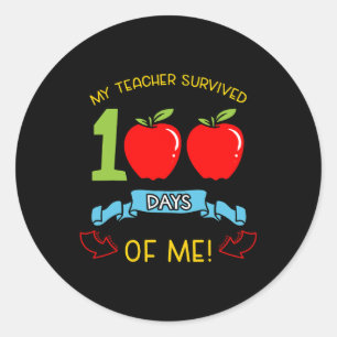 Teacher Survived 100 Days Of Me Kindergarten Stude Classic Round Sticker