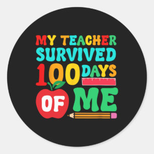 Teacher Survived 100 Days Student School Pencil Le Classic Round Sticker