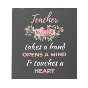 Teacher Takes A Hand Opens A Mind Notepad
