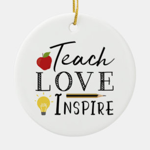 Teacher teach love inspire ceramic tree decoration