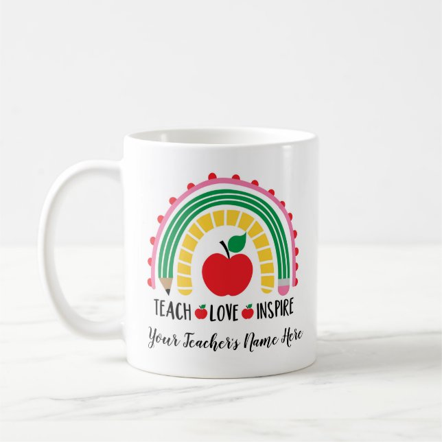Teacher Teach Love Inspire Customisable Coffee Mug (Left)