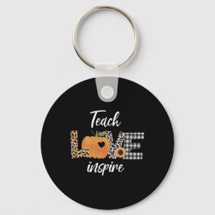 Teacher Teach Love Inspire Fall Autumn Pumpkin  Key Ring