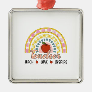 Teacher Teach Love Inspire Metal Tree Decoration