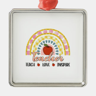 Teacher Teach Love Inspire Metal Tree Decoration
