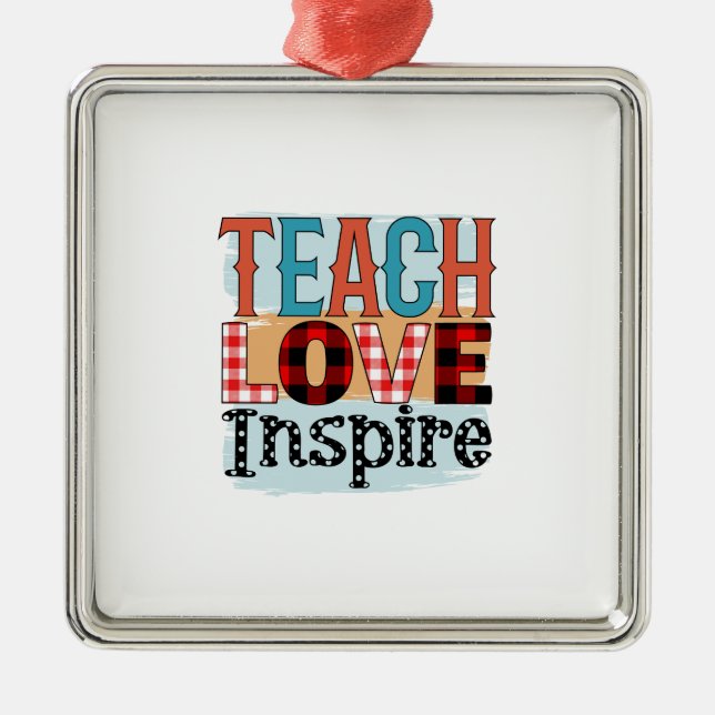 Teacher Teach Love Inspire Metal Tree Decoration (Front)