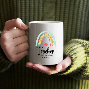 Teacher Teach Love Inspire Rainbow Personalised  Coffee Mug