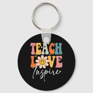 Teacher Teach Love Inspire Retro Byck To School Key Ring
