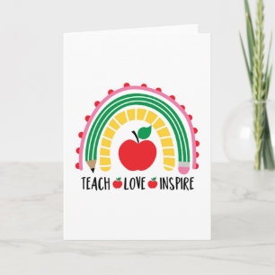 Teacher Teach Love Inspire Thank You Card