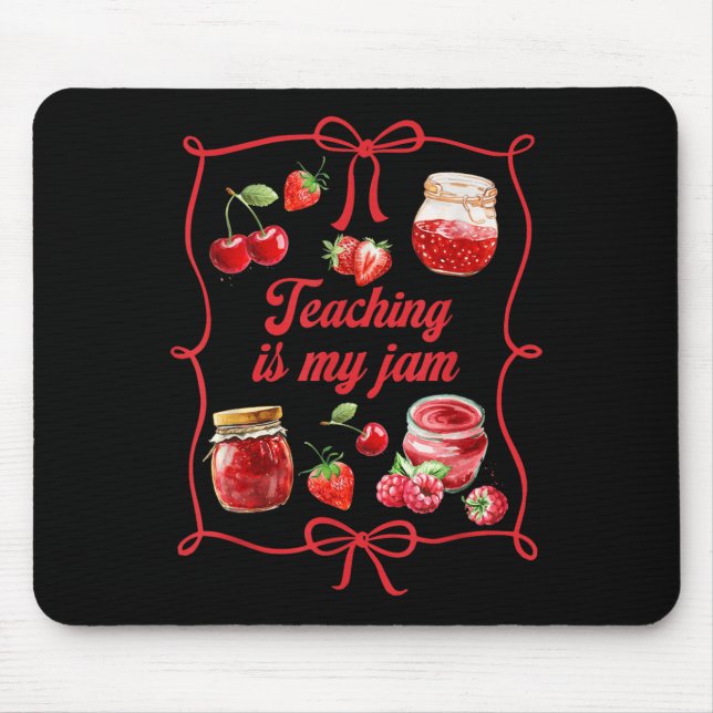 Teacher Teach Loves Insre Strawberry Teaching Is M Mouse Mat (Front)