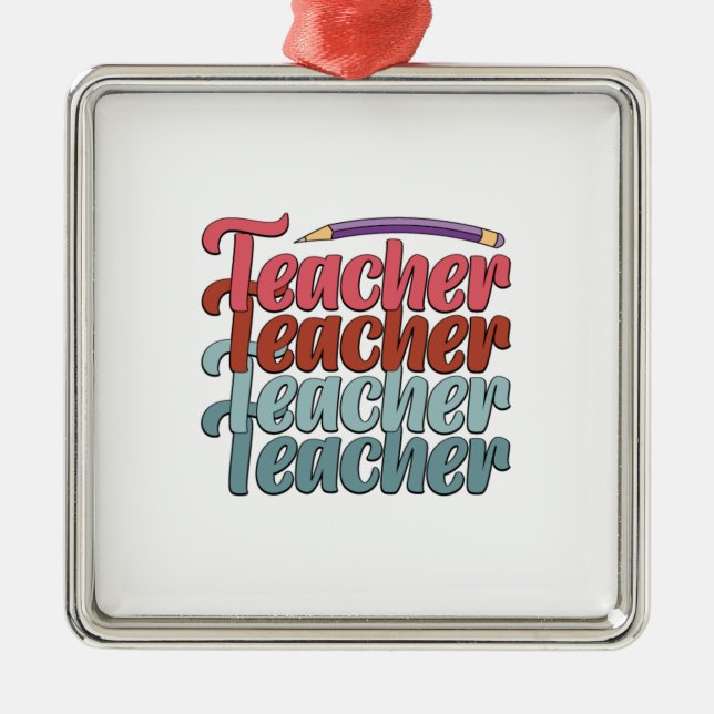 Teacher Teacher Teacher Teacher Metal Tree Decoration (Front)