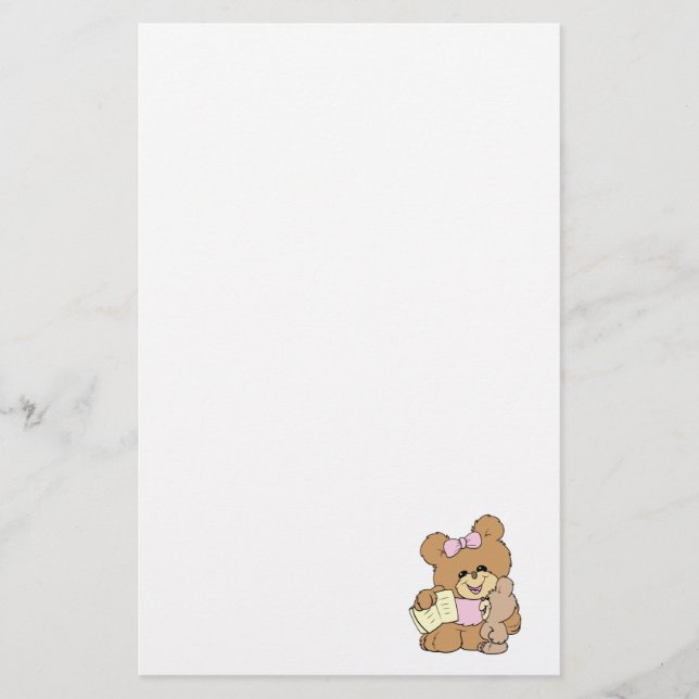 teacher teaching baby teddy bear design stationery (Front)